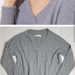 LOFT Wool Blend Gray V-neck Sweater small